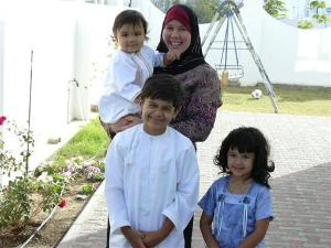 Heather and the kids in Oman